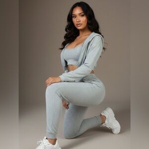 NWT - Cropped Cami,  Zip-up Jacket and Joggers Three Piece Lounge Set